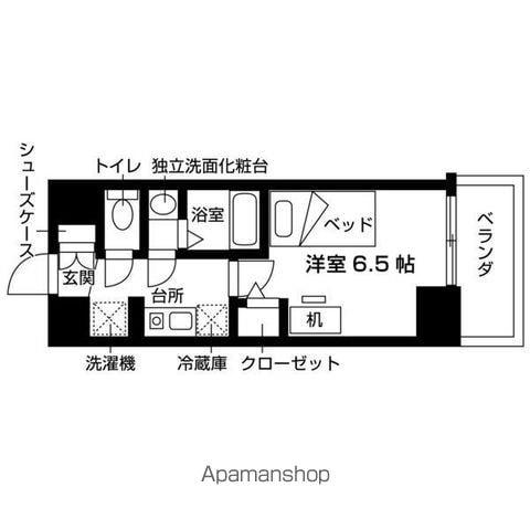 エスリードカレッジゲート南草津(1K/2階)の間取り写真