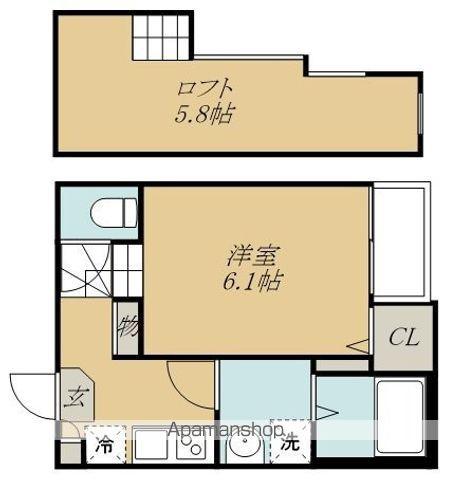 ハーモニーテラス山手町Ⅱ(1K/1階)の間取り写真