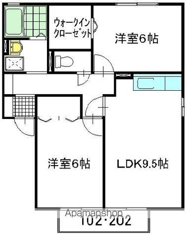 ウイングSASANO B棟(2DK/2階)の間取り写真
