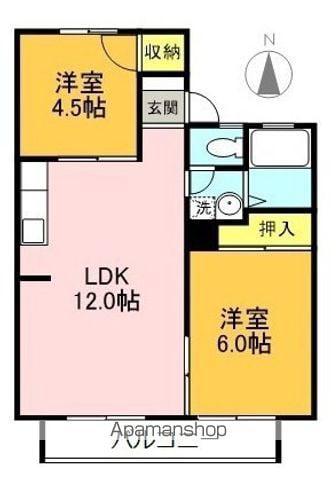 スカイハイツ高橋3(2LDK/1階)の間取り写真