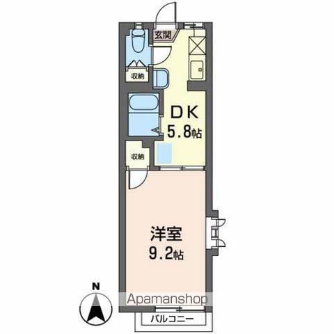 フレグランスマルナカ(1K/1階)の間取り写真