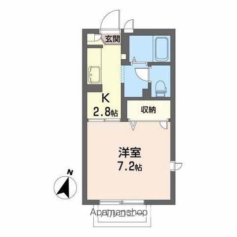 アヴニール北仙北Ⅱ(1K/2階)の間取り写真