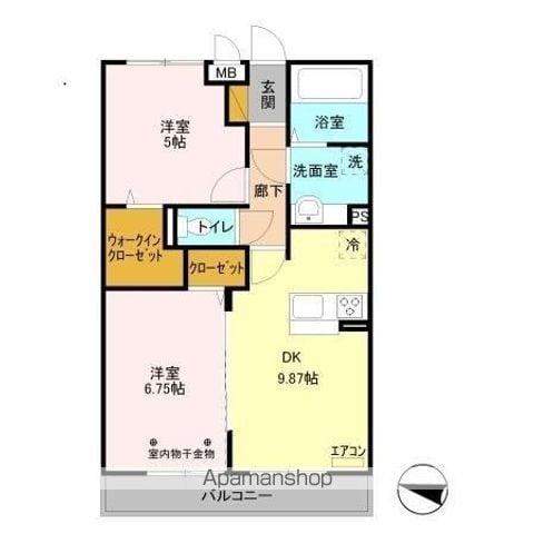 アリーヴィオ(2DK/2階)の間取り写真