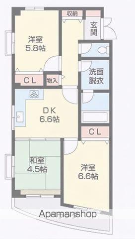 レスペート西庄Ⅱ(3DK/2階)の間取り写真