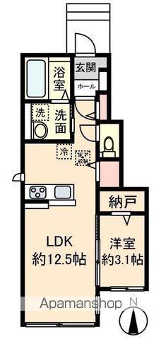 ミルキーウェイⅡ(1LDK/1階)の間取り写真