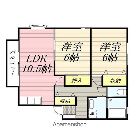 グランベルディ八乙女B棟(2LDK/1階)の間取り写真