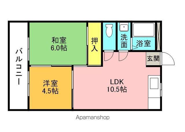 鳴門線 鳴門駅 徒歩6分 2階建 築36年(2LDK/1階)の間取り写真