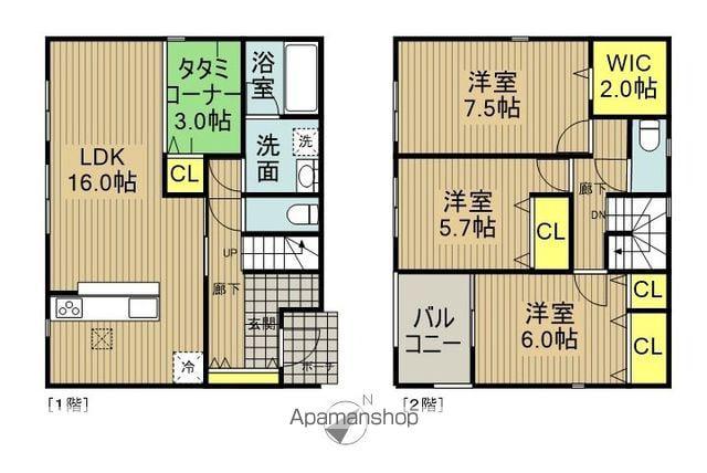 東北新幹線 郡山駅(福島) バス乗車時間：30分 久留米六丁目バス停で下車 徒歩2分 2階建 築1年(4LDK)の間取り写真