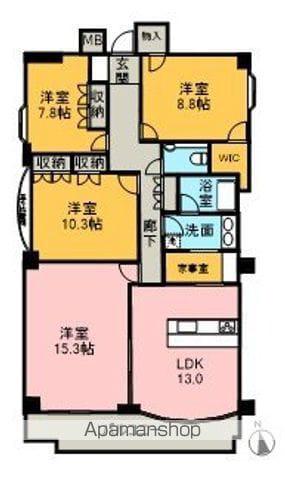 上幟町パークマンション(4LDK/3階)の間取り写真