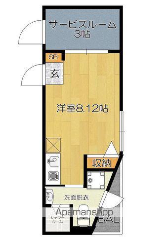 ガレット和白(ワンルーム/5階)の間取り写真