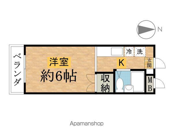 シャーリーハイツ(ワンルーム/2階)の間取り写真