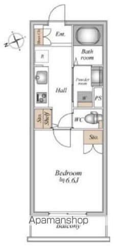 ザ・フォレスト立川(1K/1階)の間取り写真