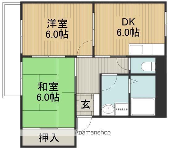 サンライズハラタB(2DK/1階)の間取り写真