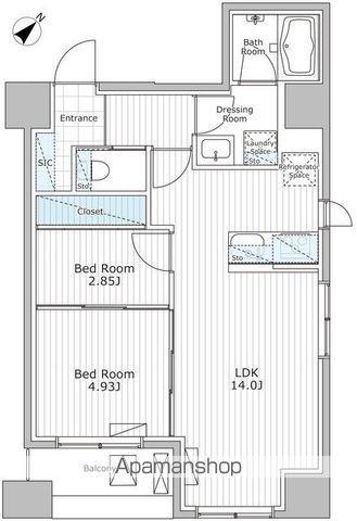 アスブルーム奥浅草(1SLDK/7階)の間取り写真