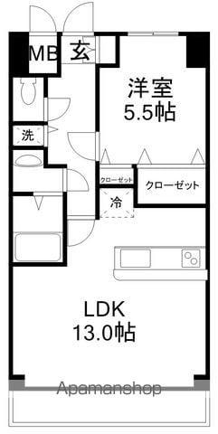 GRAND SIX(1LDK/3階)の間取り写真