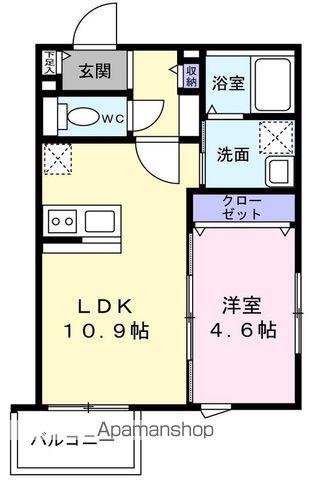 クレア姪浜(1LDK/1階)の間取り写真