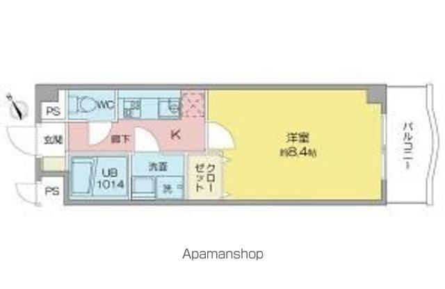 サンアップウェルⅠ(1K/2階)の間取り写真