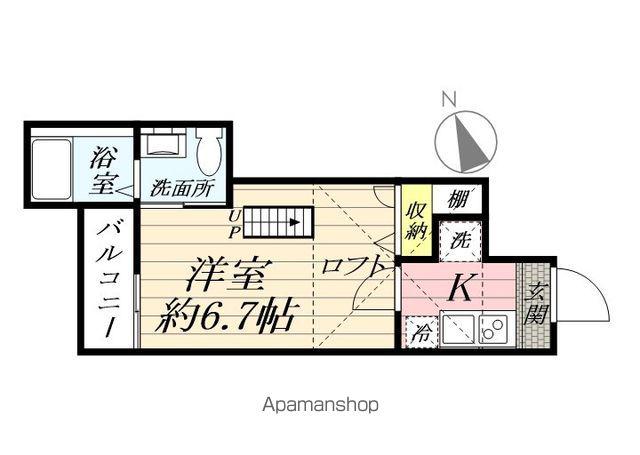 レイディアンス寺谷(1K/2階)の間取り写真
