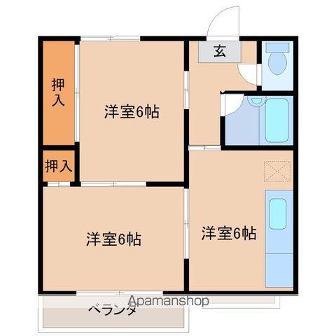 エスポワール平(2DK/2階)の間取り写真