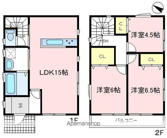 西武鉄道新宿線 狭山市駅 徒歩18分 2階建 新築(3LDK)の間取り写真