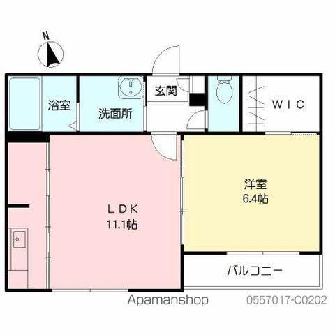 カーサ森  参番館(1LDK/2階)の間取り写真