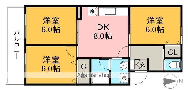 リバーハイツ比島1棟(3DK/1階)の間取り写真
