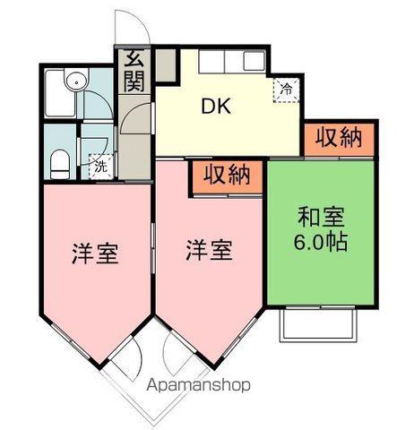 バーズビュー徳島(3DK/4階)の間取り写真