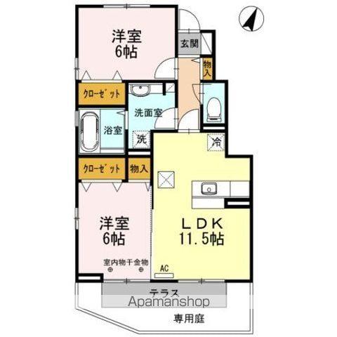 プランドールⅡ棟(2LDK/1階)の間取り写真