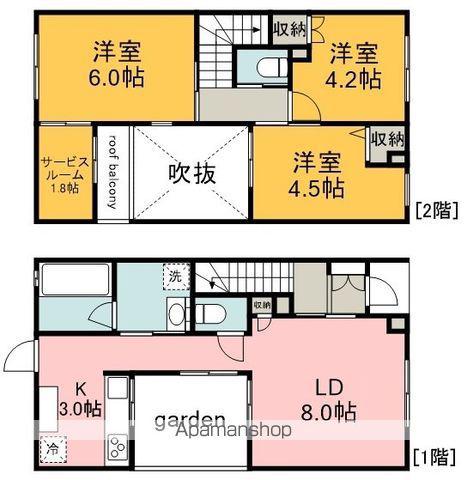 WISTERIA COURT(3LDK/1階)の間取り写真