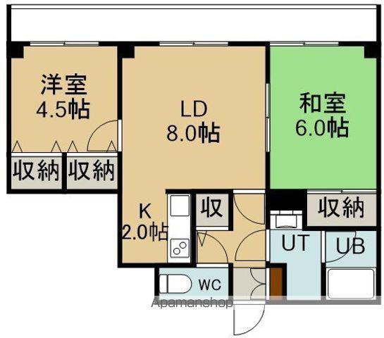 ライオンズマンション函館湯川第3(2LDK/1階)の間取り写真
