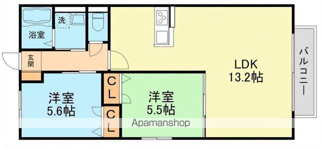 GIRASOLE(2LDK/2階)の間取り写真