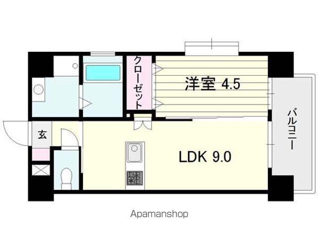 サンハイツ中洲通(1LDK/8階)の間取り写真