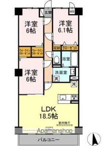 グランヴェールにしすな(3LDK/3階)の間取り写真