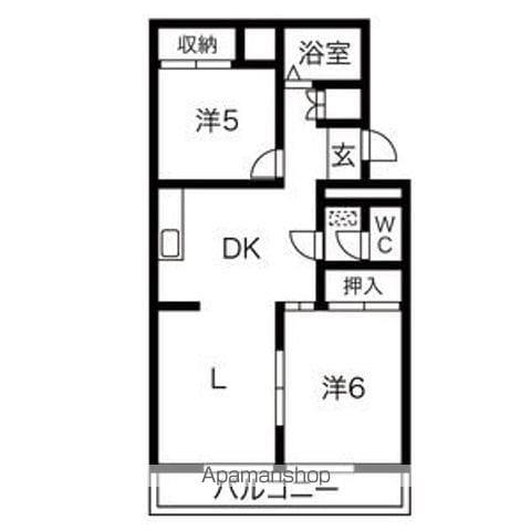 パラシオン城下(2LDK/3階)の間取り写真