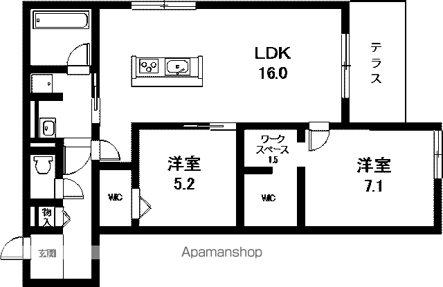 クレストリア(1LDK/2階)の間取り写真