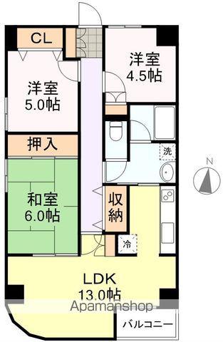 スカイコート上杉(3LDK/7階)の間取り写真