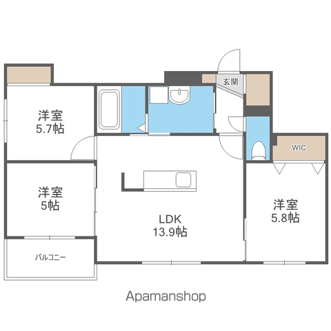 パーク農試館(3LDK/3階)の間取り写真