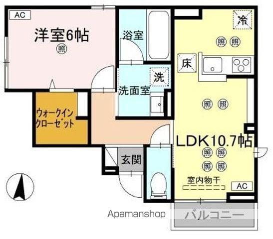 ステラヴィータ B棟(1LDK/1階)の間取り写真