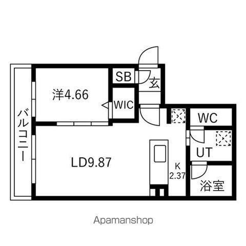 麻生3丁目MS(1LDK/4階)の間取り写真