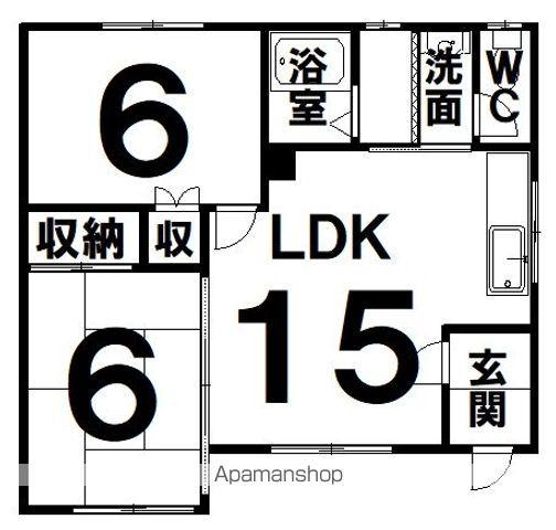 米町パークサイド(2LDK/1階)の間取り写真
