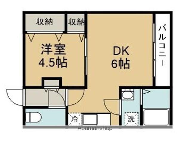 第二高嶺(1DK/2階)の間取り写真