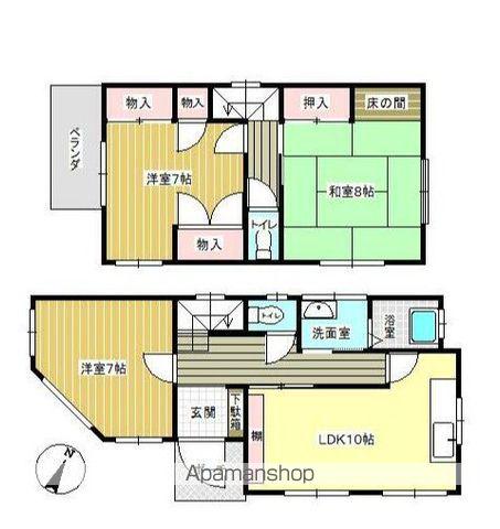京成電鉄松戸線 常盤平駅 徒歩12分 2階建 築39年(3LDK)の間取り写真