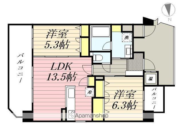 那珂川ヒルズ(2LDK/4階)の間取り写真