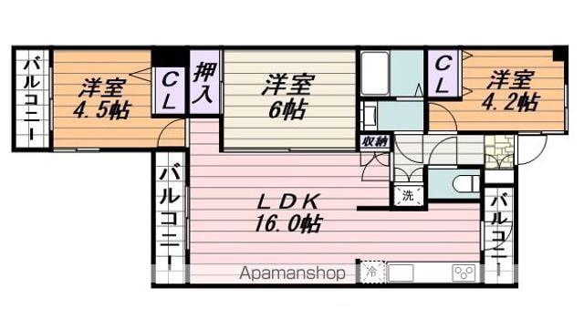 ベルシェ壹番館(3LDK/2階)の間取り写真