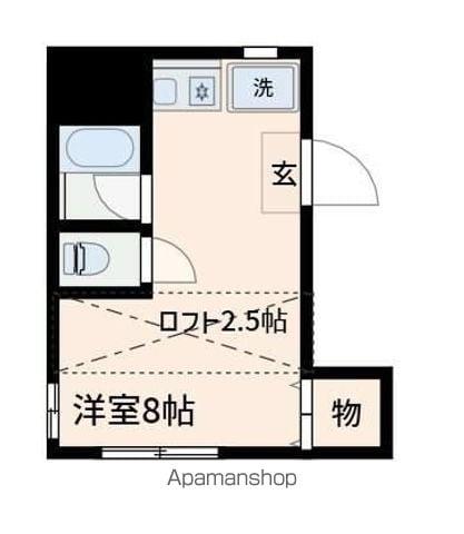 チャックメイト三鷹台(ワンルーム/2階)の間取り写真