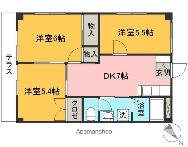 西山第2コーポ(3DK/1階)の間取り写真