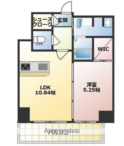 CREST西新(1LDK/13階)の間取り写真
