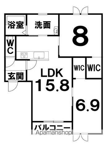 西13南13丁目マンション(2LDK/3階)の間取り写真