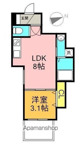 ラ・ガール・ウエストⅡ(1LDK/2階)の間取り写真