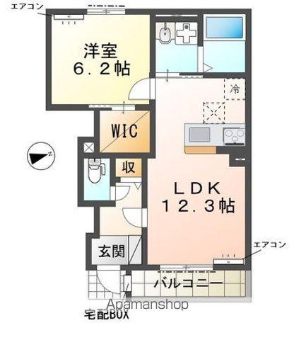  流山市加1丁目 アパート(1LDK/1階)の間取り写真